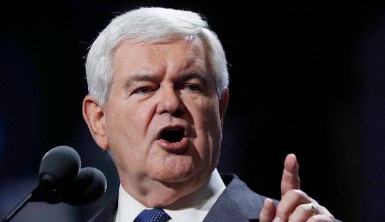 Former Speaker of the House Newt Gingrich speaks.
