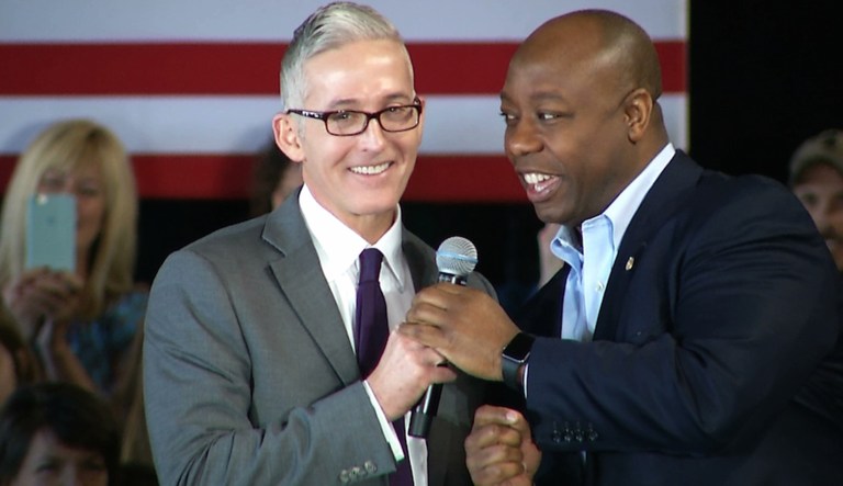 U.S. Rep. Trey Gowdy, R-South Carolina, and U.S. Sen. Tim Scott, R-South Carolina, campaign for Republican presidential candidate Sen. Marco Rubio, R-Florida, in Greenville, South Carolina, on Thursday, Feb. 18, 2016. 