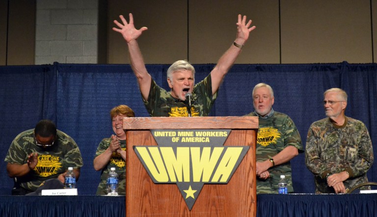 United Mine Workers of America President Cecil Roberts speaks at an event.