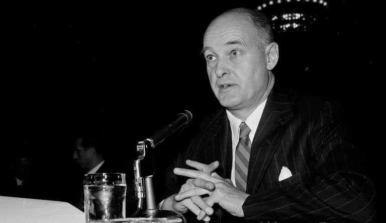 George F. Kennan testifies before a Senate Foreign Relations subcommittee.