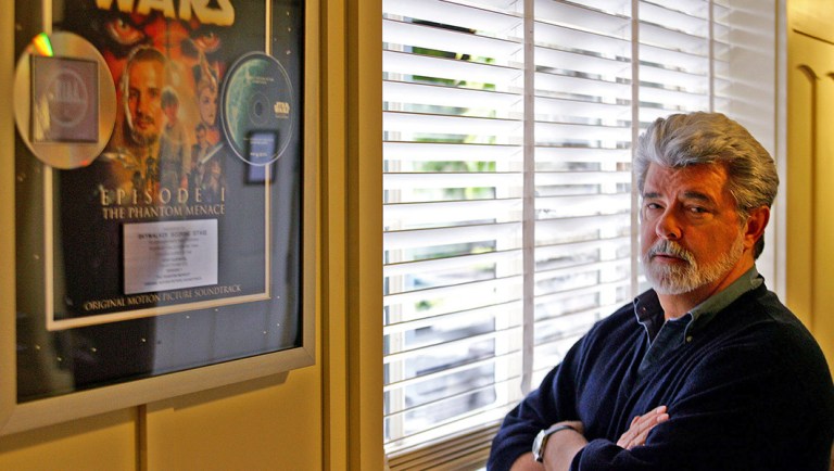 George Lucas, director of "Star Wars Episode III: Revenge of the Sith," poses at Skywalker Ranch.