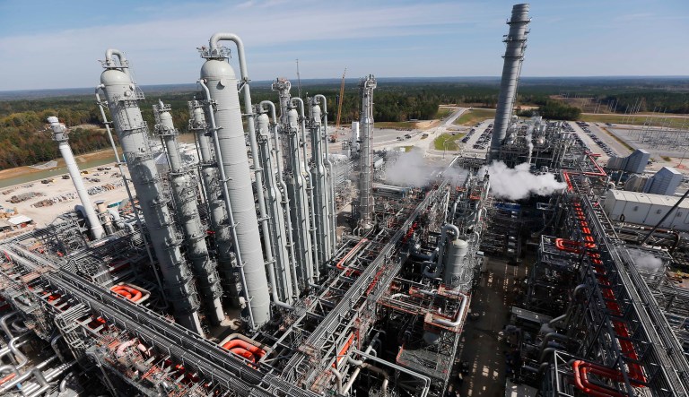 This Nov. 16, 2015 photo shows a section of the Mississippi Power Co. carbon capture power plant in DeKalb, Miss. Carbon capture entails catching the carbon emissions from a power plant or cement or steel factory and injecting them underground for permanent storage. (AP Photo/Rogelio V. Solis)