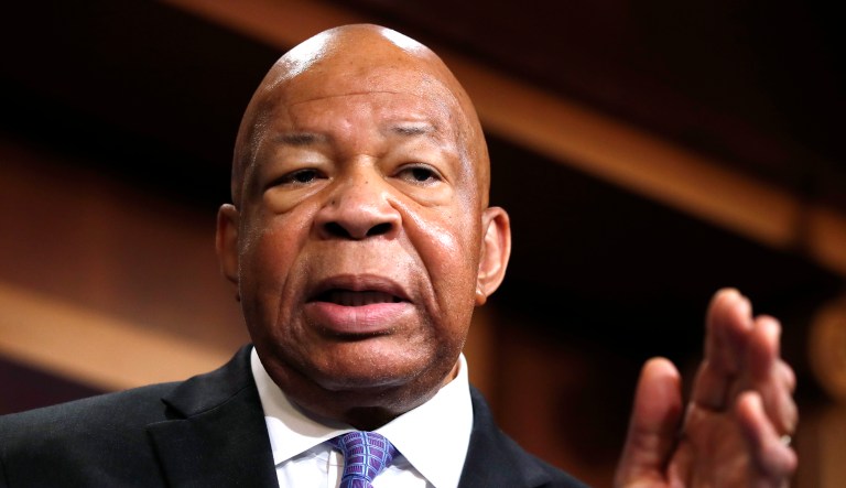 Rep. Elijah Cummings, D-Md., ranking member on the House Oversight Committee, speaks to reporters during a news conference on Capitol Hill in Washington, D.C.