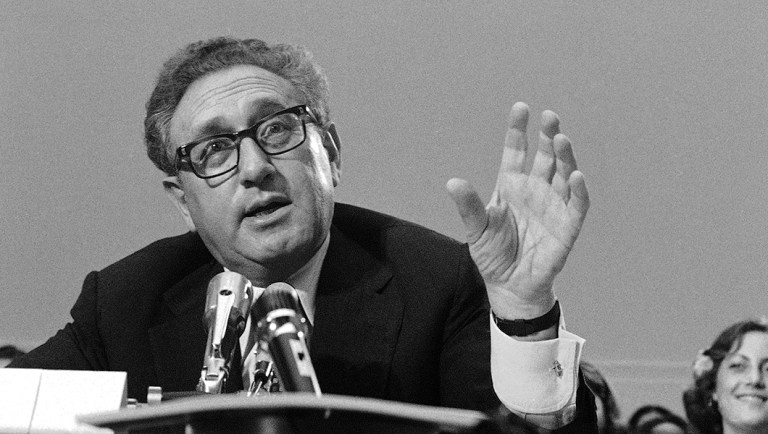 Former Secretary of State Henry A. Kissinger appears before a House international relations subcommittee to discuss the disputed postwar reconstruction aid promised by former President Nixon to North Vietnam.
