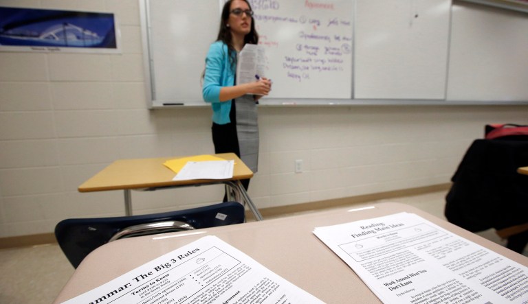 Katerina Maylock, with Capitals Educators, teaches a test preparation class at Holton Arms School, Sunday, Jan. 17, 2016 in Bethesda.