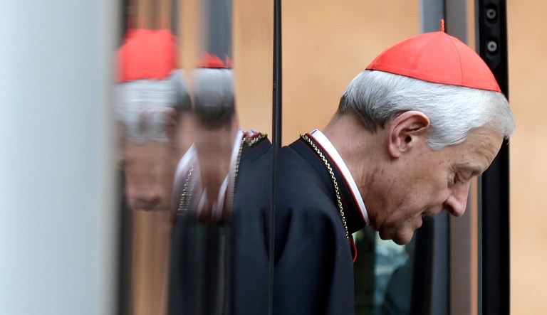 Cardinal Donald Wuerl arrives for a meeting at the Vatican.