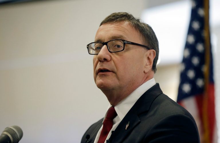 Steve Lonegan, who is currently running for office, is pictured speaking to an audience in New Jersey.