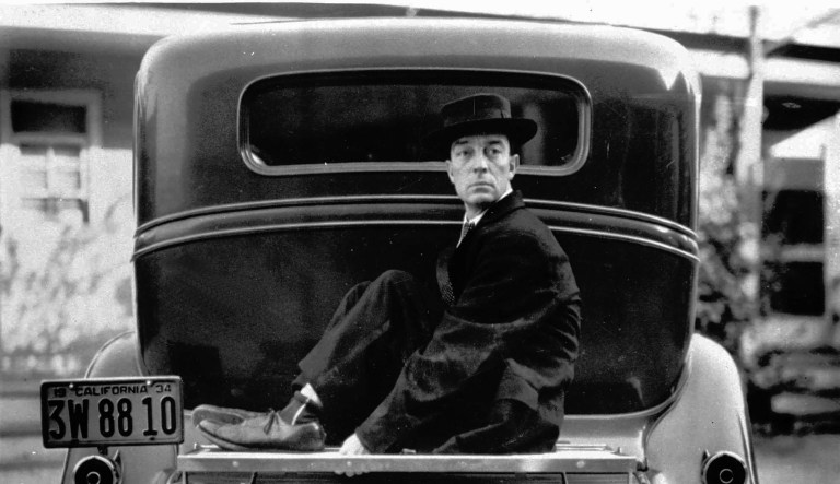 Screen comic Buster Keaton is shown in character in an undated photo.