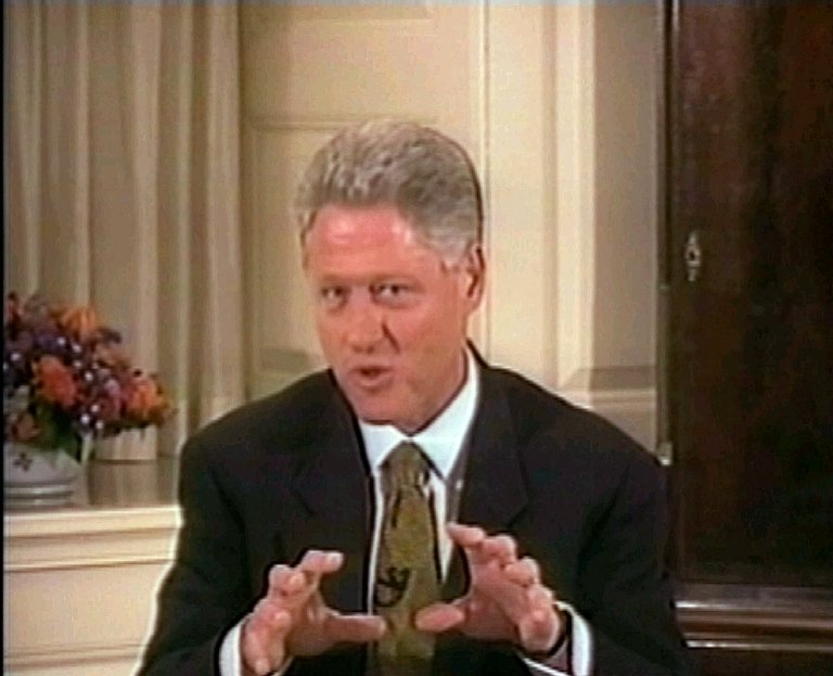 In this image made from video President Clinton responds to a question about the gifts he gave to Monica Lewinsky, near the end of the first hour of his videotaped testimony Monday, Aug. 17, 1998, at the White House. The House Judiciary Committee released the videotape and 2,800 pages of documents Monday, Sept. 21, 1998,  from Independent Counsel s Ken Starr s investigation of the president.