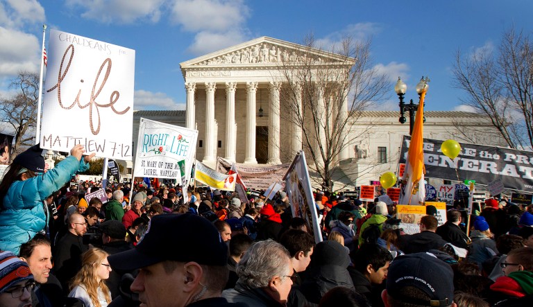 Anti-abortion demonstrators march past the Supreme Court in D.C. during the March for Life.