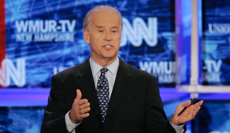 Democratic presidential hopeful Sen. Joseph Biden, D-Del. answers a questioned during the Democratic presidential primary debate hosted by Saint Anselm College in Manchester, N.H., Sunday, June 3, 2007.