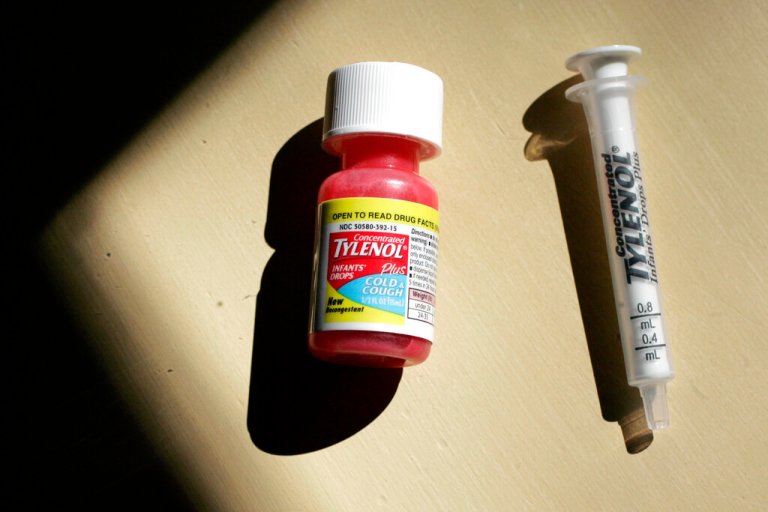 Concentrated Tylenol Infants' Drops Plus Cold & Cough is shown at a home in Palo Alto, Calif., Thursday, Oct. 11, 2007.  