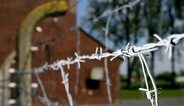 Barbed wire is seen at the memorial site of the former Nazi concentration camp 'Neuengamme' in Hamburg, northern Germany, on Tuesday, May 4, 2010. Numerous former inmates visited the KZ Neuengamme as a contemporary witnesses in the context of the memorial events held on the occasion of the 65th anniversary day of the liberation of the concentration camps. 