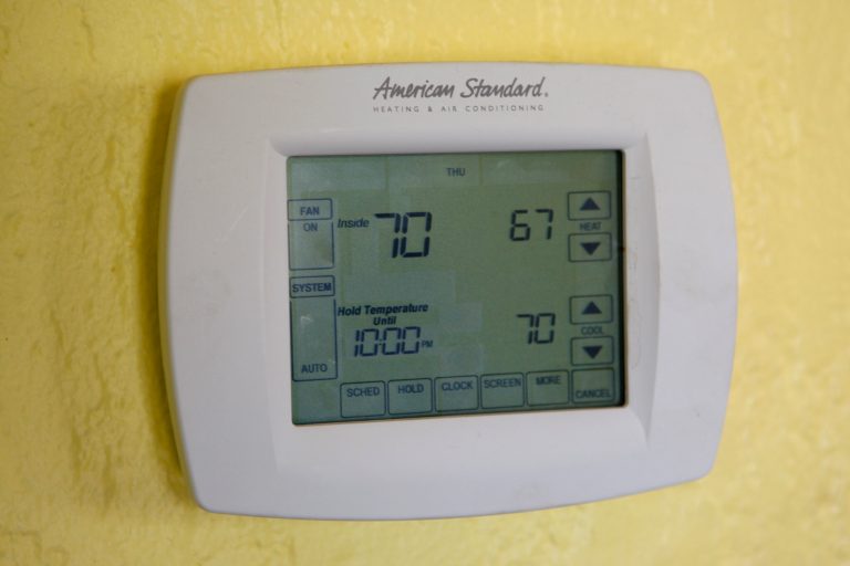 Thermostat installed by Evan Storlie, of Mercurio's Heating and Air Conditioning in Tacoma, Washington, on Thursday, Aug. 19, 2010.