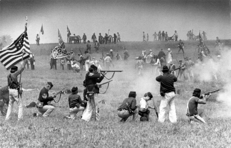 Over 2,000 Civil War buffs took part in the reenactment of Pickett's Charge in Gettysburg, Pa., July 4, 1976. In a move that harkens back to the Civil War, West Virginia is mulling letting Virginia counties join it.