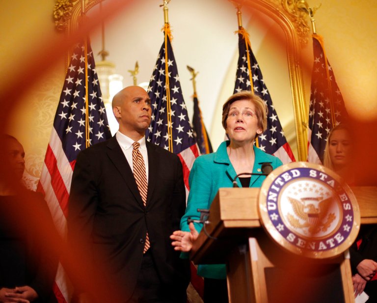 Sen. Cory Booker, D-N.J. and Sen. Elizabeth Warren, D-Mass.