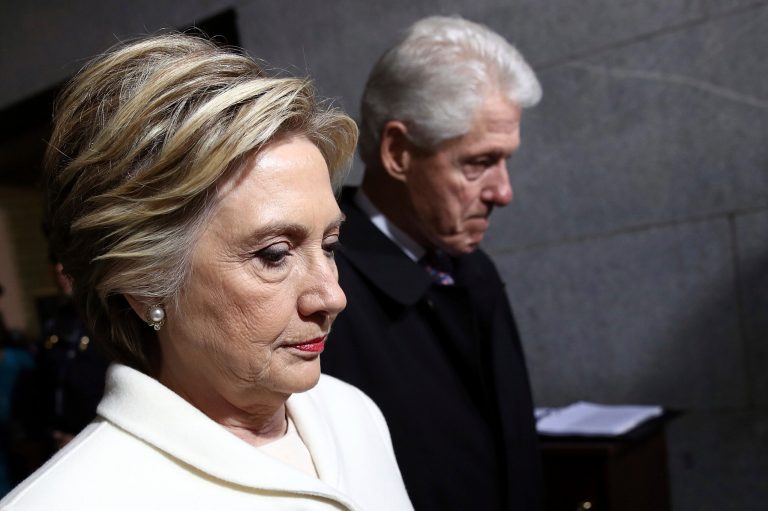 Hillary Clinton and former President Bill Clinton, arriving for Donald Trump's Inauguration in 2017, are warning that Trump won't accept defeat on Election Day.