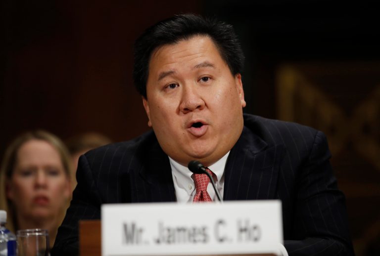 James Ho testifies during a Senate Judiciary Committee hearing on nominations on Capitol Hill in Washington, Wednesday, Nov. 15, 2017. Ho has been nominated to be United States Circuit Judge for the 5th Circuit.