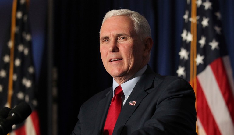 Vice President Mike Pence speaks at the "Tax Cuts to Put America First" panel event, Friday, March 9, 2018, in Cleveland. 