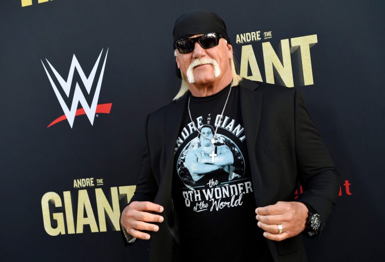 Professional wrestler Hulk Hogan poses at the premiere of the HBO documentary film 