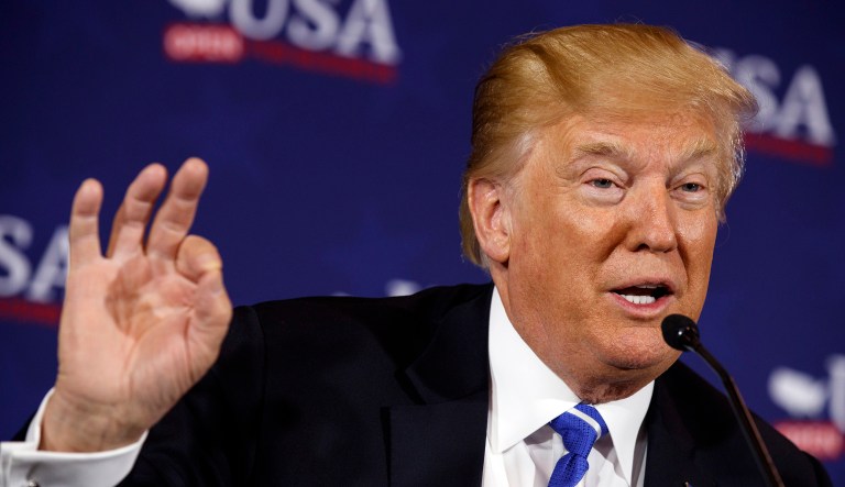 President Trump speaks during a roundtable discussion on tax policy in White Sulphur Springs, W.Va. 
