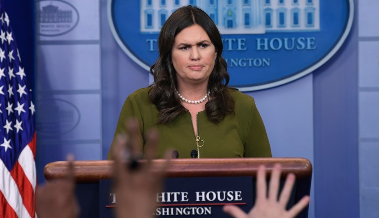 White House press secretary Sarah Sanders was asked questions about trade, the stock market and other topics during the daily White House press briefing. 