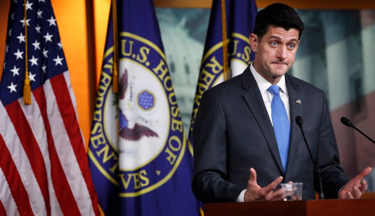 House Speaker Paul Ryan of Wis., announces that he will not run for re-election at the end of this term, Wednesday, on Capitol Hill in Washington. 