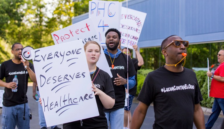Advocates came out for a protest in front of the Florida Medicaid office, to stand up against proposed cuts by the state's Healthcare Administration Agency, to critical insurance coverage provided to those living with HIV/AIDS. 