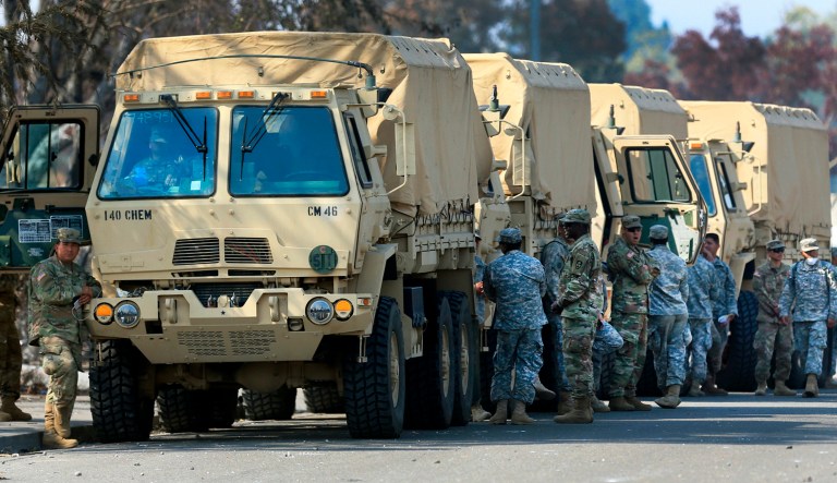 The California National Guard deployed near Santa Rosa, Calif.  