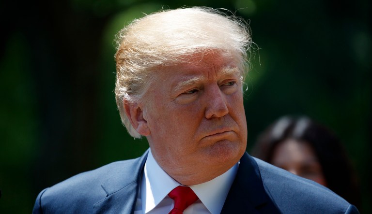 President Trump speaks an event in the Rose Garden. 