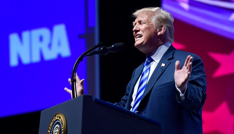 President Trump speaks at the National Rifle Association's annual convention in Dallas. 