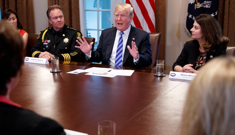 President Donald Trump speaks during a roundtable on immigration policy in California in the Cabinet Room of the White House, Wednesday, May 16, 2018, in Washington. (AP Photo/Evan Vucci)