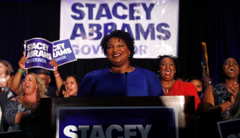 Democratic candidate for Georgia Governor Stacey Abrams speaks during an election-night watch party Tuesday in Atlanta.