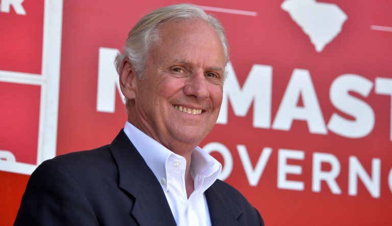 South Carolina Gov. Henry McMaster smiles during a campaign stop in Aiken, SC. 