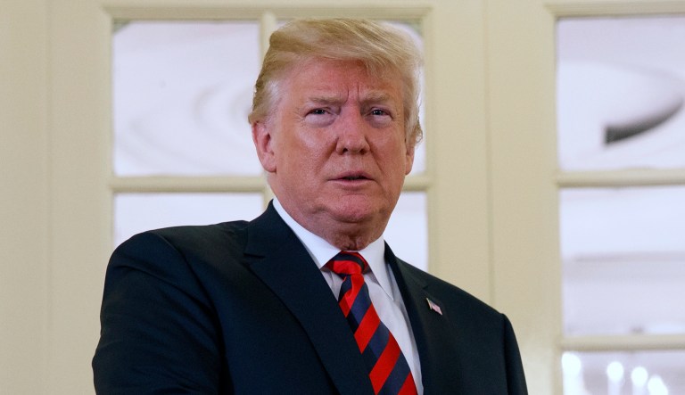 President Trump meets with Singapore Prime Minister Lee Hsien Loong ahead of a summit with North Korean leader Kim Jong Un, Monday, June 11, 2018, in Singapore. 