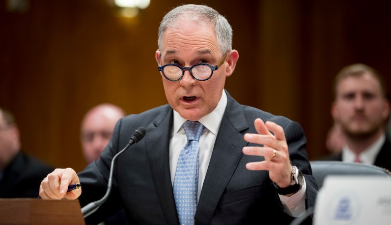 EPA Administrator Scott Pruitt testifies on Capitol Hill. 