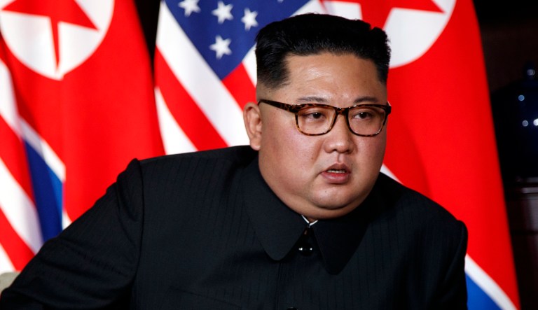 North Korean leader Kim Jong Un during a meeting on Sentosa Island in Singapore Tuesday. Kim showed up in an old communist uniform without a lapel pin with the images of his late father and grandfather who ruled successively before his inauguration in late 2011. 