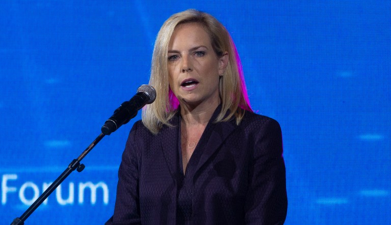 Homeland Security Secretary Kirstjen Nielsen speaks during the "International Homeland Security Forum." 