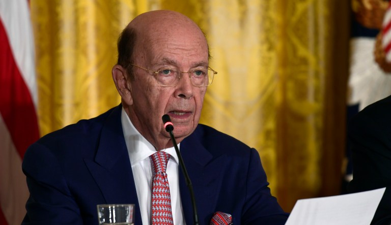 Commerce Secretary Wilbur Ross speaks at a National Space Council meeting in the East Room of the White House in Washington. 