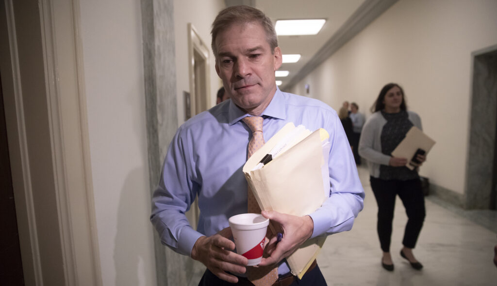 Rep. Jim Jordan, R-Ohio, a member of the House Judiciary Committee, arrives for a deposition on Capitol Hill in Washington on June 27, 2018.