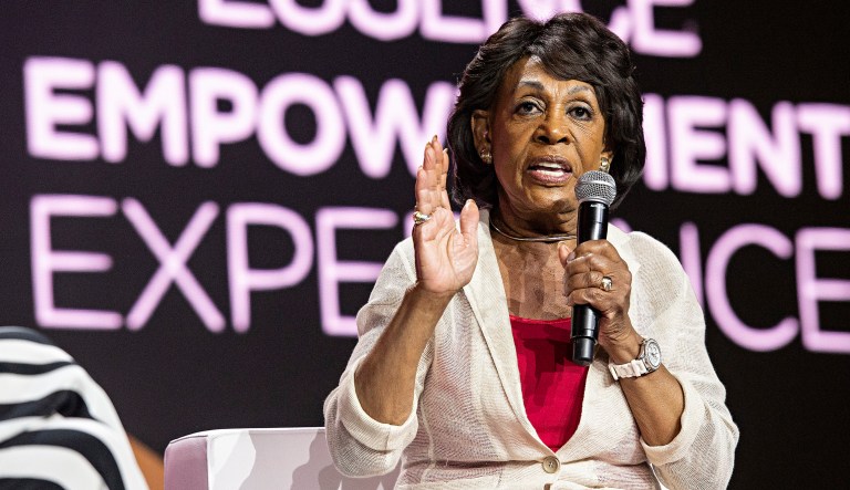 Rep. Maxine Waters, D-Calif., speaks in New Orleans. 