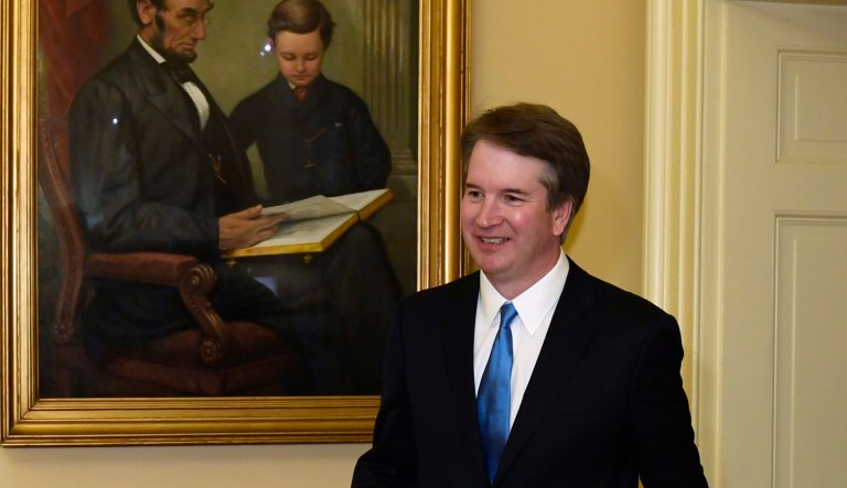 Supreme Court nominee Brett Kavanaugh arrives for a meeting with Senate Majority Leader Mitch McConnell on Capitol Hill. 