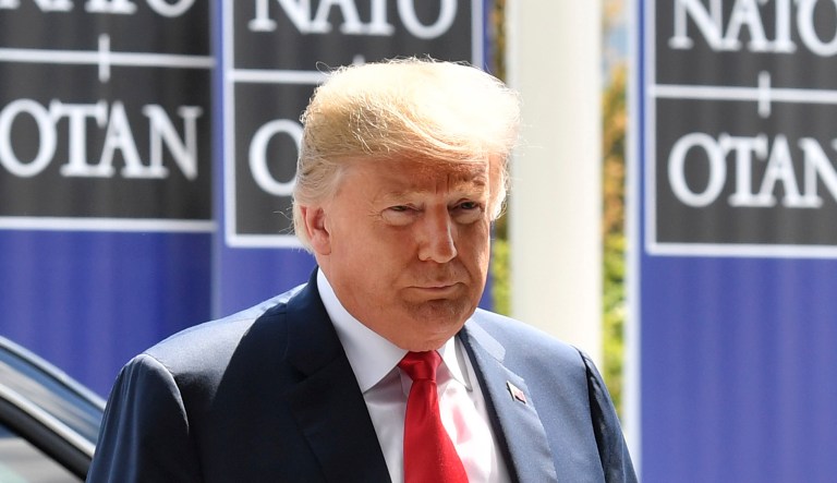 President Trump arrives for the summit of heads of state and government at NATO headquarters in Brussels on Wednesday. 