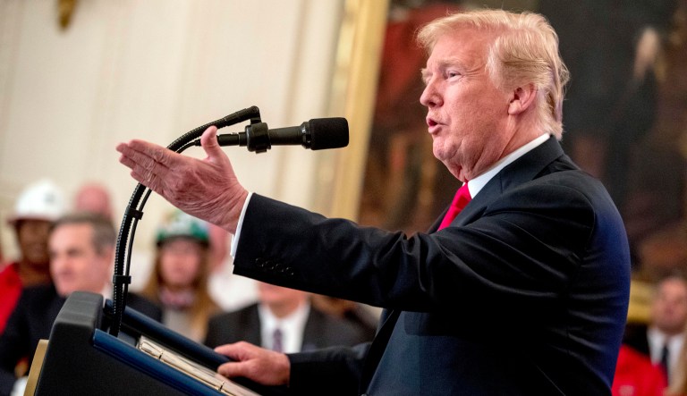 President Trump speaks before signing an Executive Order that establishes a National Council for the American Worker.  