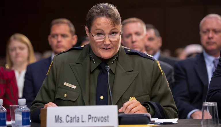 Customs and Border Protection U.S. Border Patrol Acting Chief Carla Provost makes an opening statement as the Senate Judiciary Committee holds a hearing on the Trump administration's policies on immigration enforcement and family reunification efforts.  