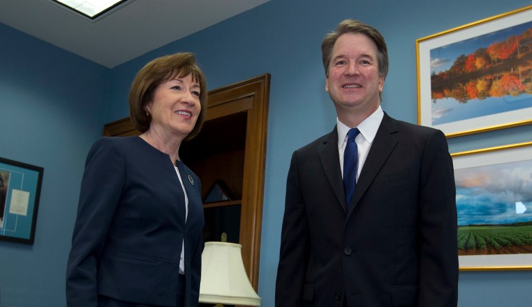 Sen. Susan Collins, R-Maine, meets with Supreme Court nominee Judge Brett Kavanaugh at her office. 