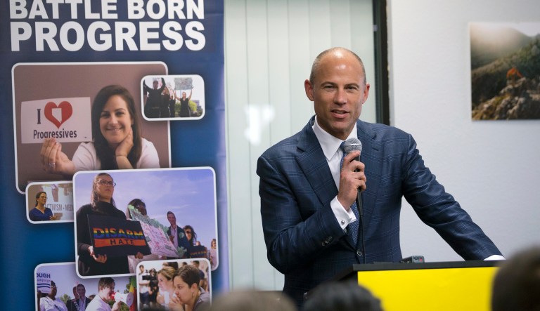Attorney Michael Avenatti speaks during a news conference in Las Vegas. 