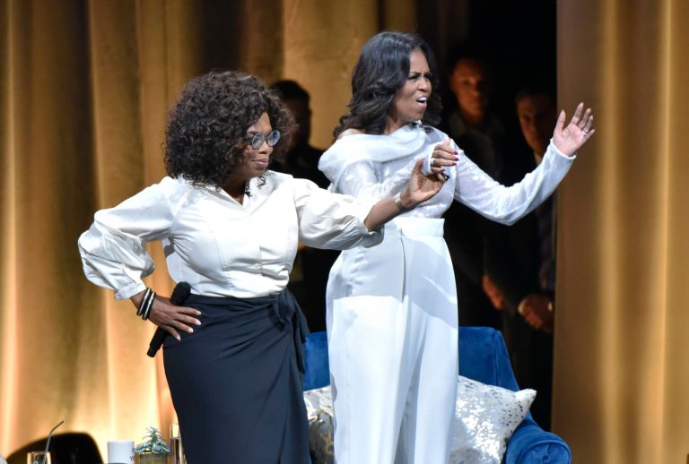A British firm is pushing to have more women on currency, including Oprah Winfrey, shown with former first lady Michelle Obama, on the $50 bill.