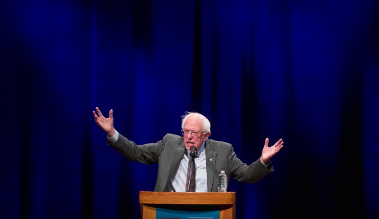 Sen. Bernie Sanders, I-Vt., speaks about his new book, "Where We Go From Here: Two Years in the Resistance," at a George Washington University/Politics and Prose event, Tuesday, Nov. 27, 2018, in Washington.