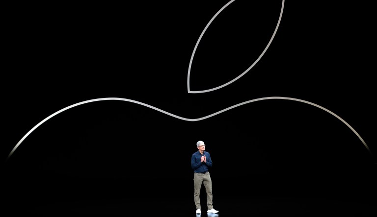 In this Sept. 12, 2018, file photo, Apple CEO Tim Cook discusses the new Apple iPhones and other products at the Steve Jobs Theater during an event to announce new products in Cupertino, Calif.